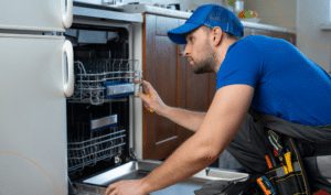 tecnico olhando lava louças