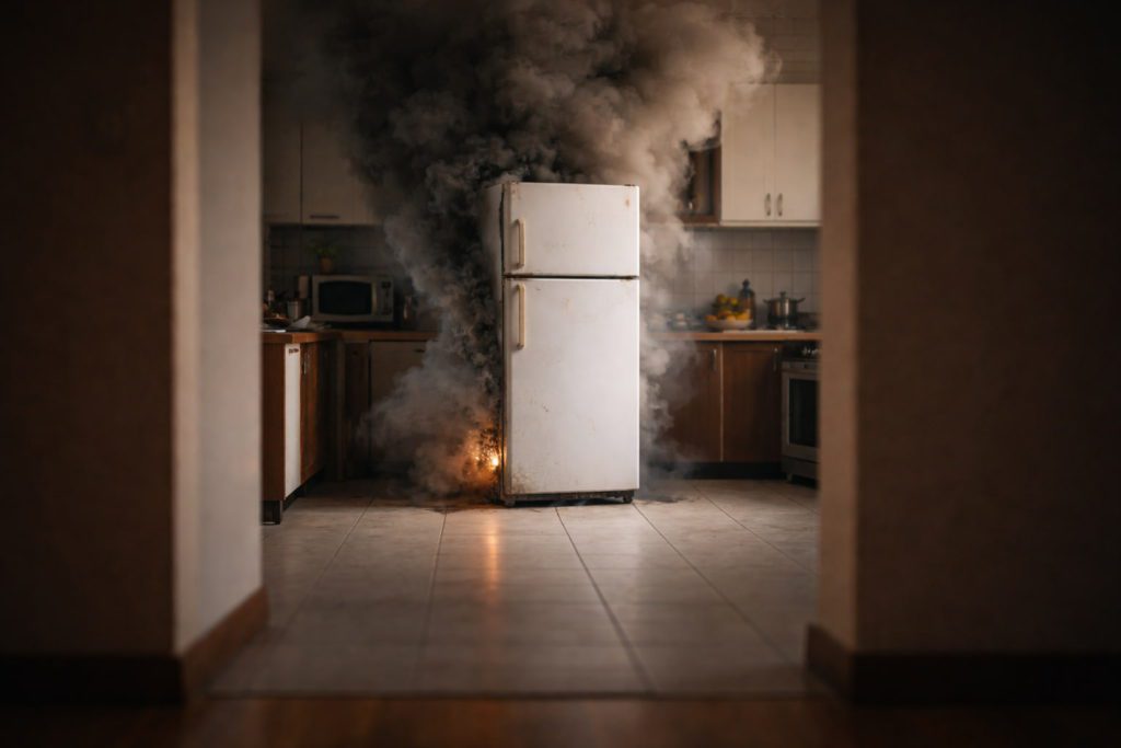 geladeira esfumaçando com o motor queimado